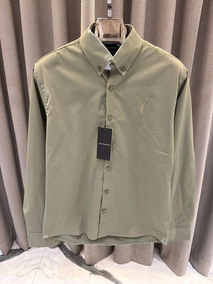 All Saints Chest Logo Full Sleeves Shirt Olive Green