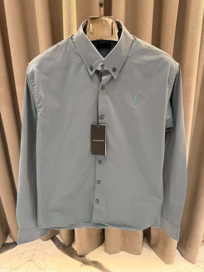 All Saints Chest Logo Full Sleeves Shirt English Blue