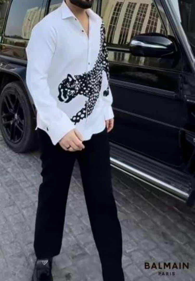 Balmai_n Cheetah Print Full Sleeves Shirt White