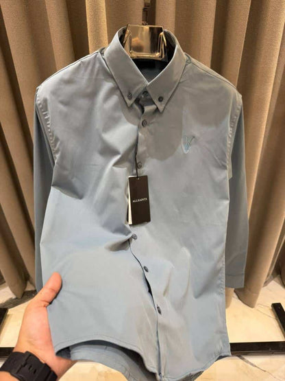 All Saints Chest Logo Full Sleeves Shirt English Blue