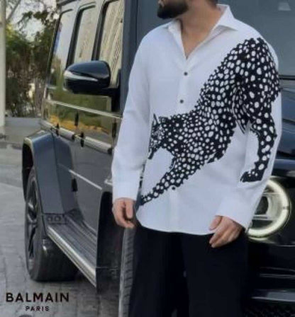 Balmai_n Cheetah Print Full Sleeves Shirt White