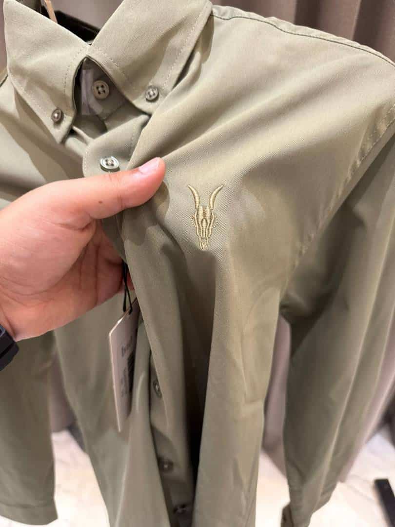 All Saints Chest Logo Full Sleeves Shirt Olive Green