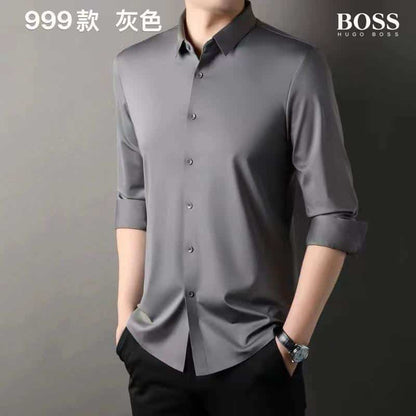 Hugo_Boss Full Sleeves Shirt Grey