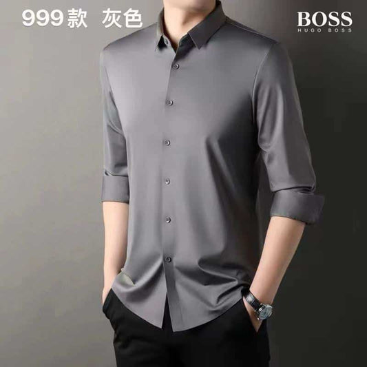 Hugo_Boss Full Sleeves Shirt Grey