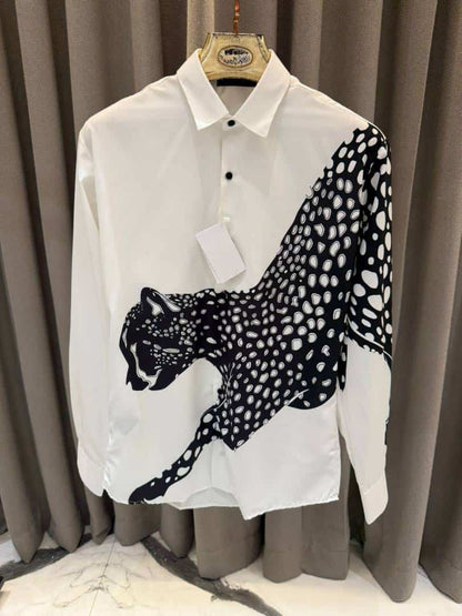 Balmai_n Cheetah Print Full Sleeves Shirt White