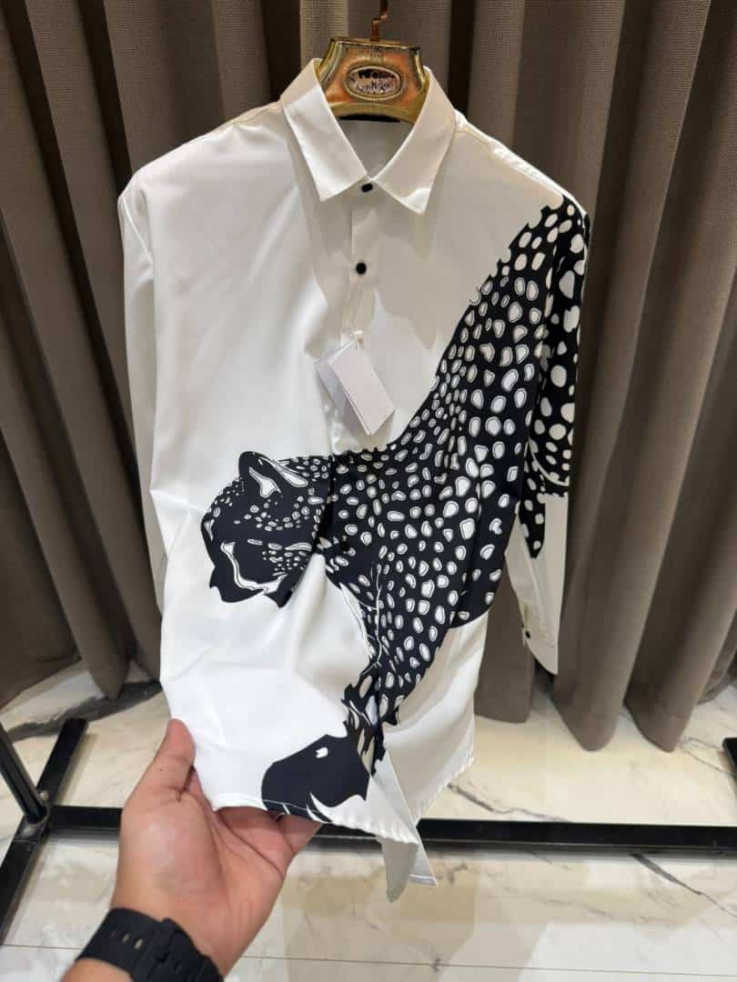 Balmai_n Cheetah Print Full Sleeves Shirt White