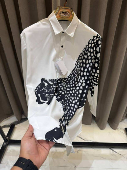 Balmai_n Cheetah Print Full Sleeves Shirt White