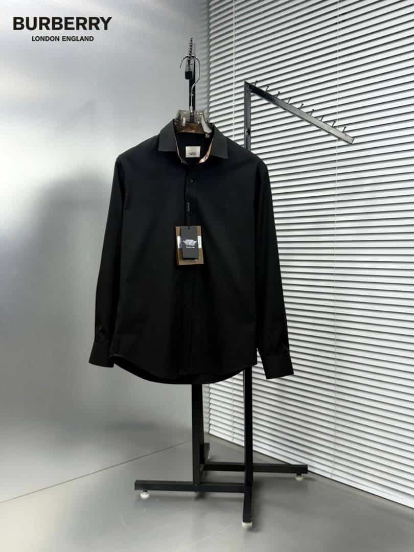 Burberr_y Chest Logo Full Sleeves Shirt Black