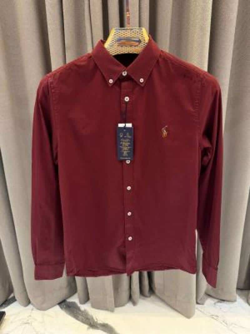 Ralph_Lauren Chest Logo Full Sleeves Shirt Maroon