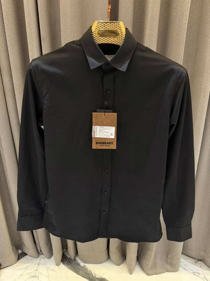Burberr_y Chest Logo Full Sleeves Shirt Black