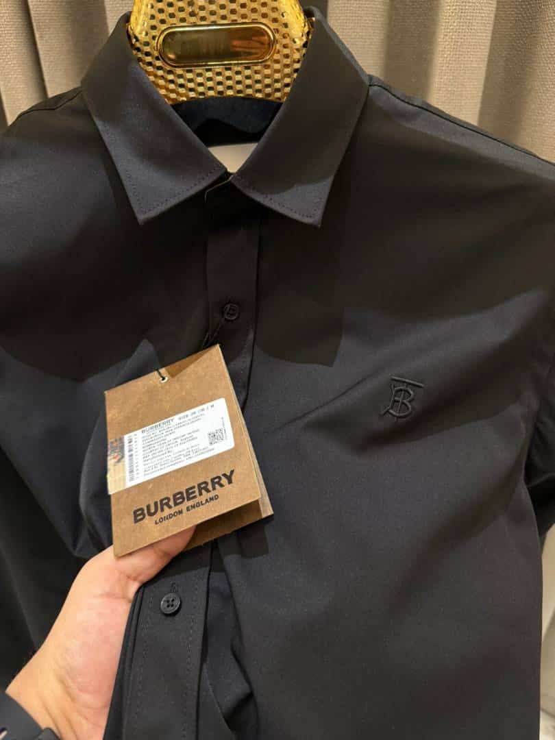 Burberr_y Chest Logo Full Sleeves Shirt Black