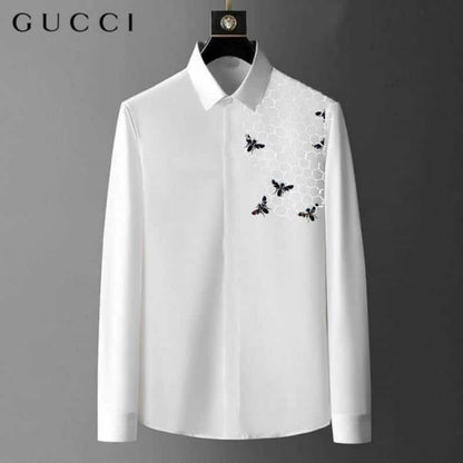 Gucc_i Bee Diamond Embossed Korean Lycra Shirt White