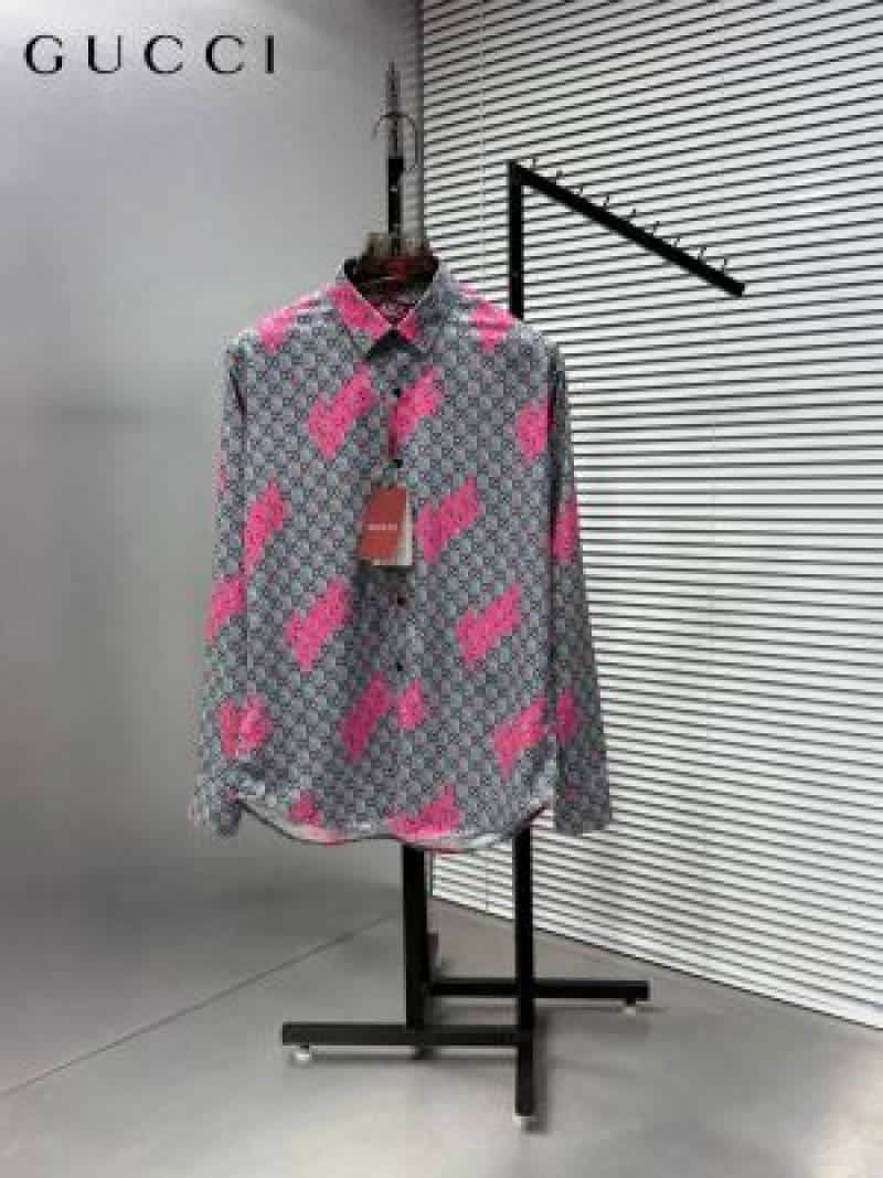 Gucc_i Box Pack Full Sleeves Shirt Grey Pink