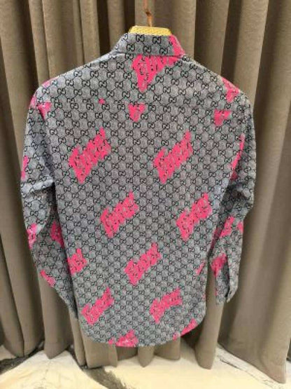 Gucc_i Box Pack Full Sleeves Shirt Grey Pink