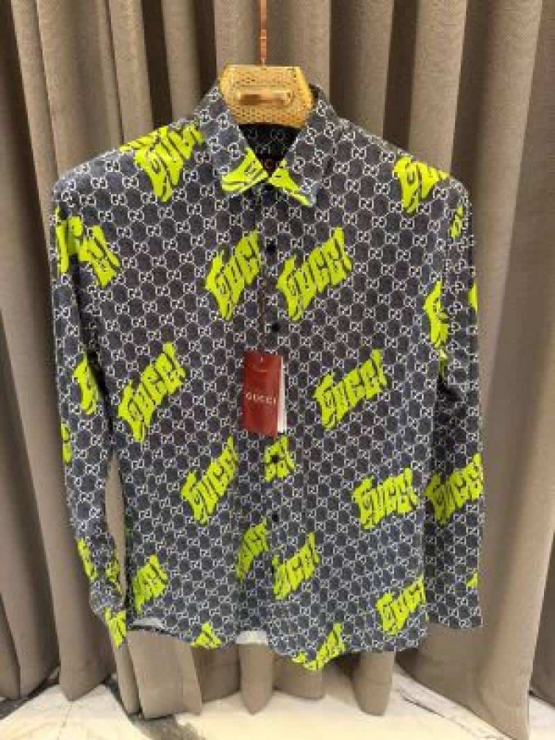 Gucc_i Box Pack Full Sleeves Shirt Black Green