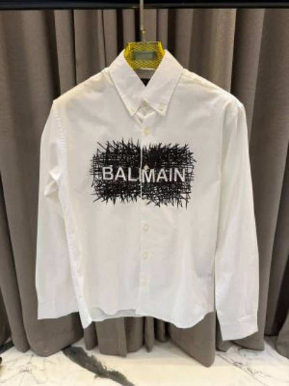 Balmai_n Middle Brand Logo Full Sleeves Shirt White