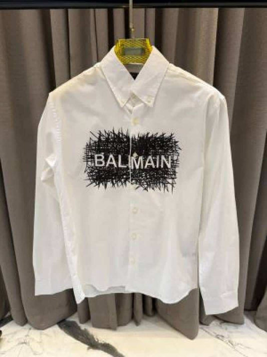 Balmai_n Middle Brand Logo Full Sleeves Shirt White