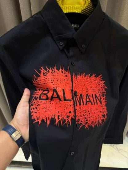 Balmai_n Middle Brand Logo Full Sleeves Shirt Black
