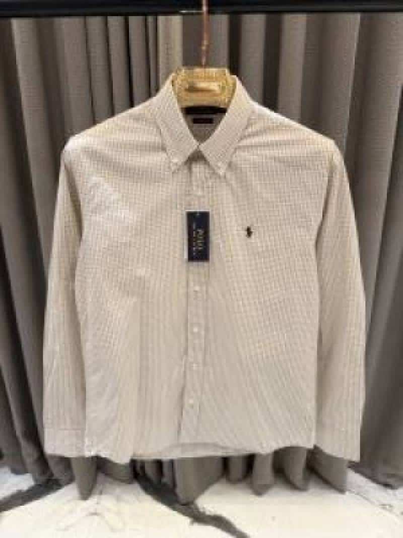Ral ph Lauren chest logo imported shirt coffee