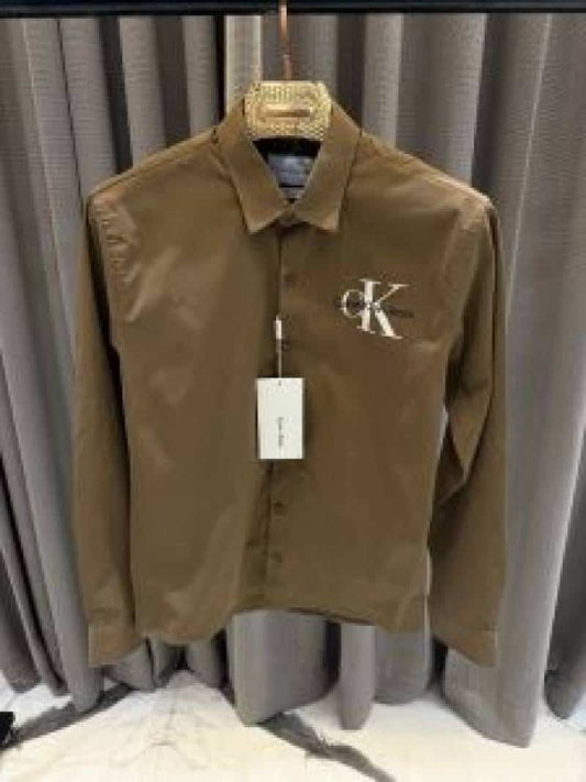 Calvin Klei_n Chest Logo Full Sleeves Shirt Brown