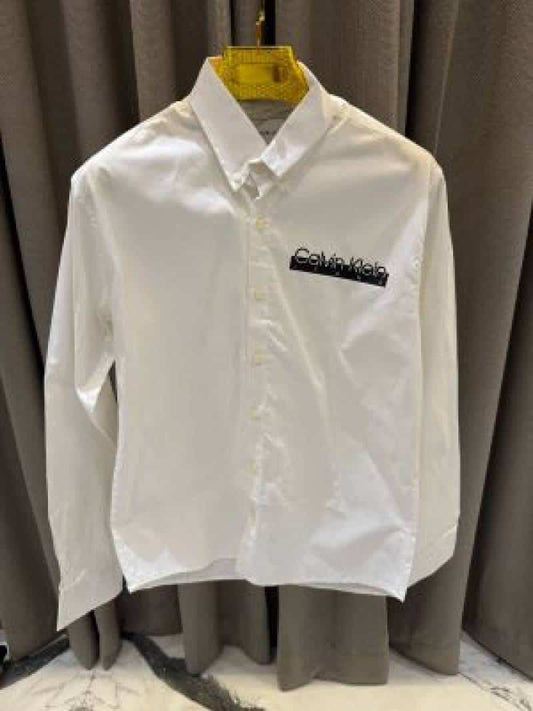 Calvin Klei_n Chest Logo Full Sleeves Shirt white
