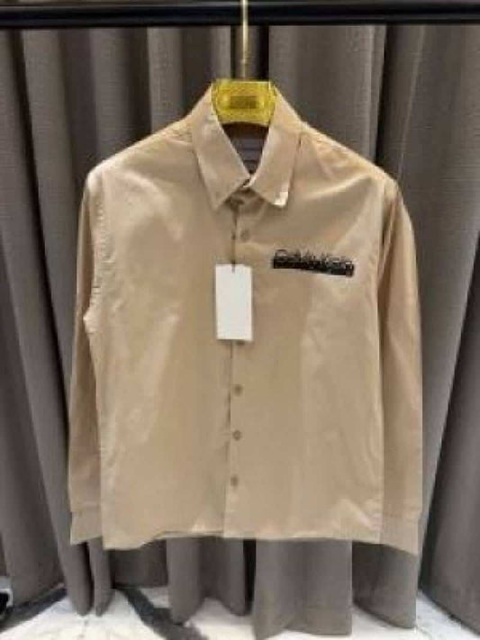 Calvin Klei_n Chest Logo Full Sleeves Shirt coffe
