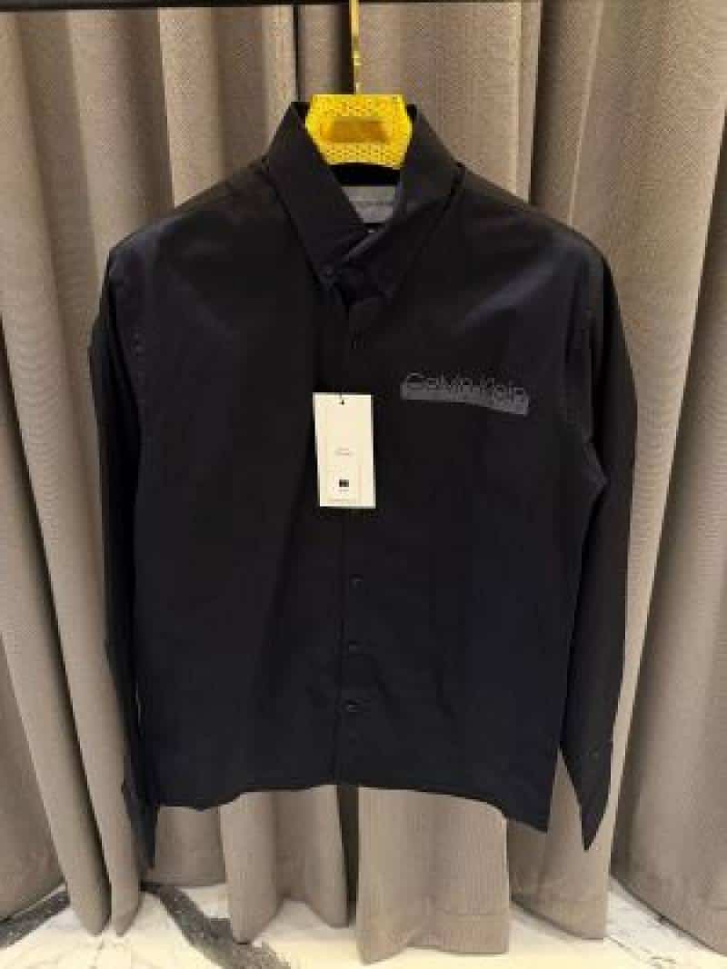 Calvin Klei_n Chest Logo Full Sleeves Shirt Black