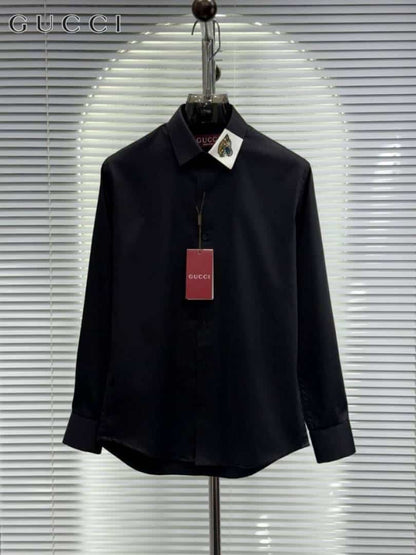 Gucc_i Collar Tiger Diamond Box Pack Full Sleeves Shirt Black