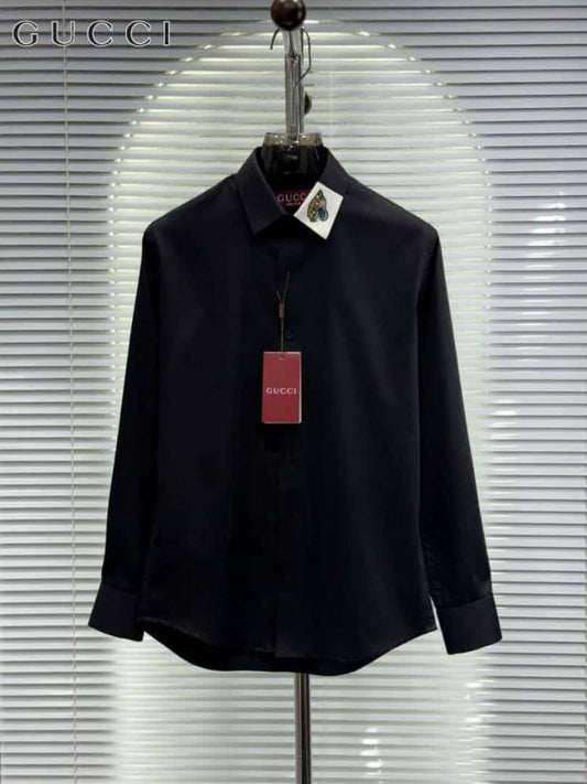 Gucc_i Collar Tiger Diamond Box Pack Full Sleeves Shirt Black