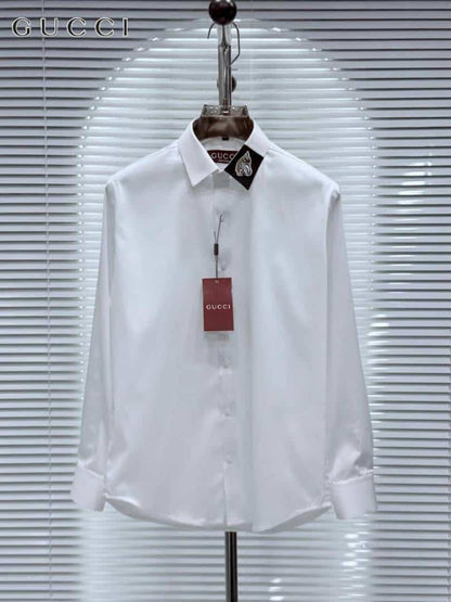 Gucc_i Collar Tiger Diamond Box Pack Full Sleeves Shirt White