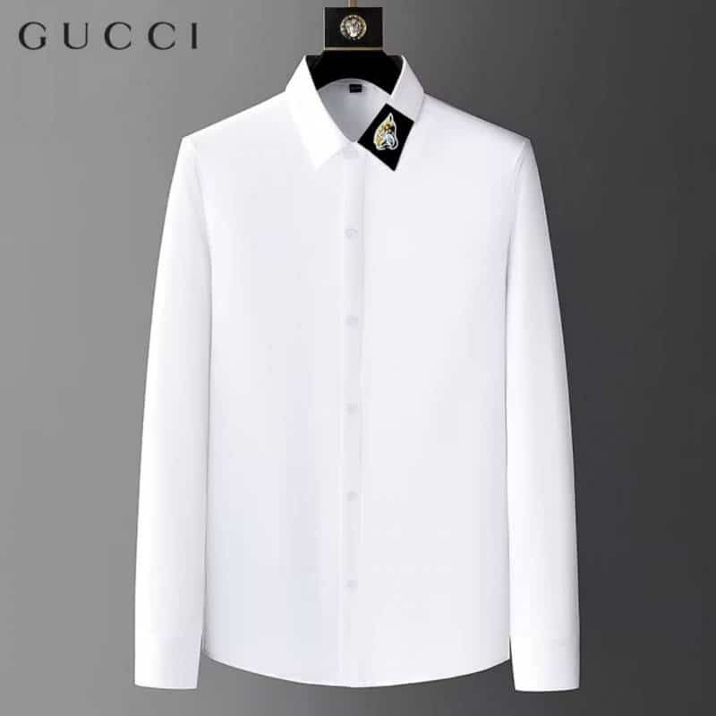 Gucc_i Collar Tiger Diamond Box Pack Full Sleeves Shirt White