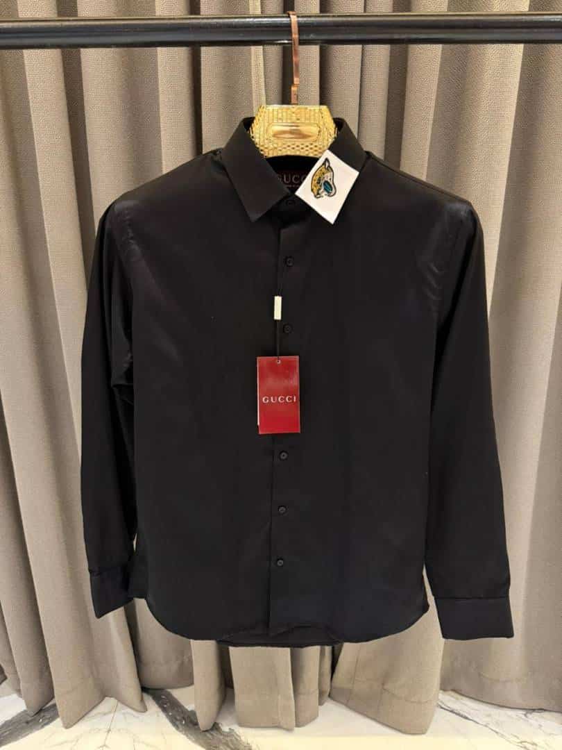 Gucc_i Collar Tiger Diamond Box Pack Full Sleeves Shirt Black