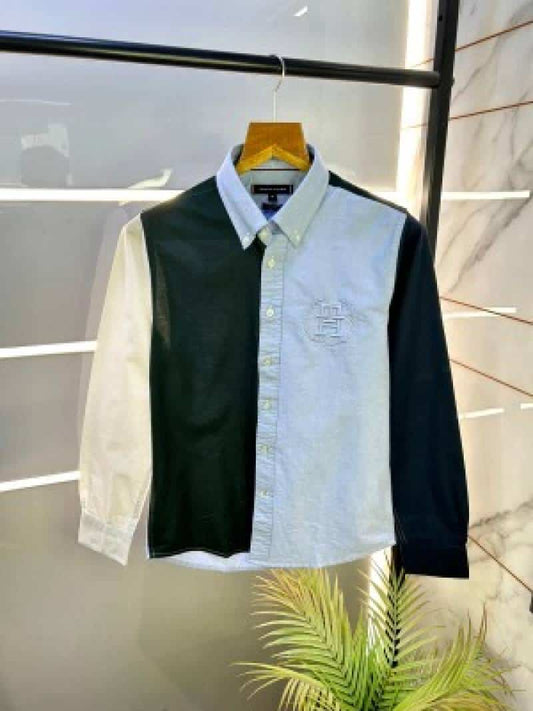 SALE Tommy Hilfige_r Full Sleeves Shirt Navy Sky Blue