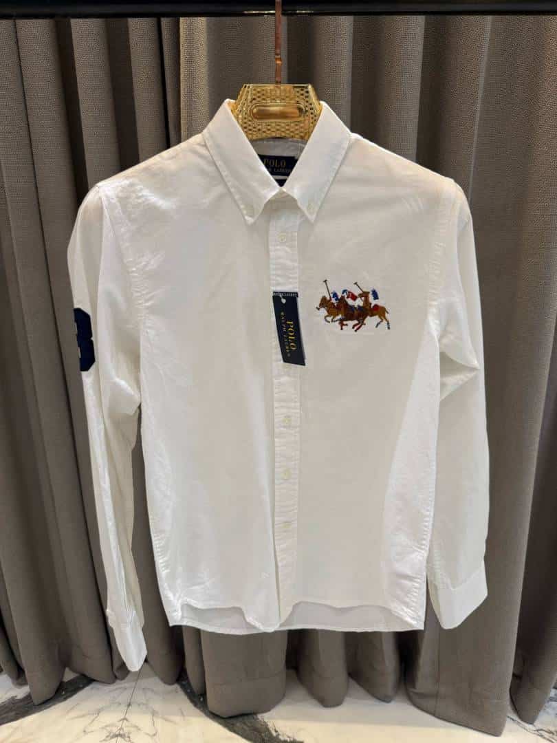 Ralph_Lauren Chest Logo Full Sleeves Shirt White