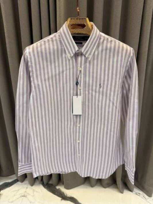 Ralph_Lauren Chest Logo Lining Full Sleeves Shirt Light Purple