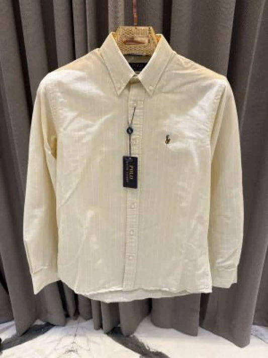Ralph_Lauren Chest Logo Lining Full Sleeves Shirt Custured Yellow