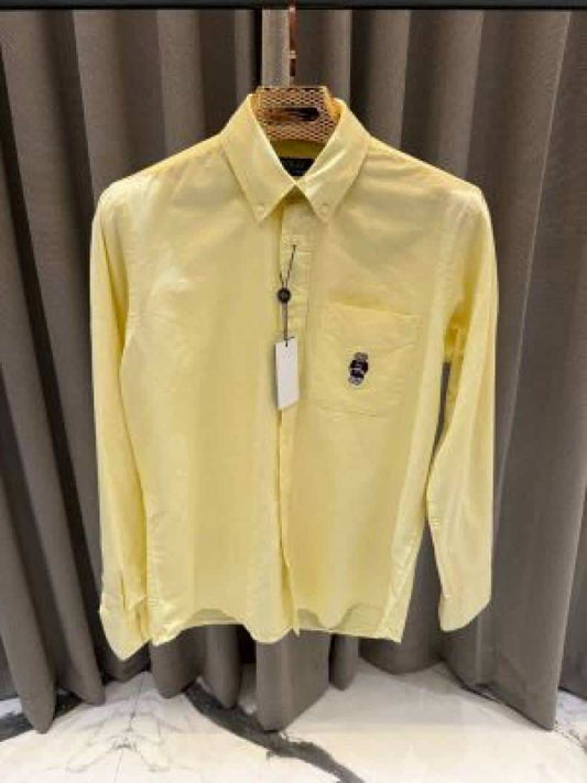 SALE Ralph_Lauren Teddy Patch Full Sleeves Shirt lemon yellow