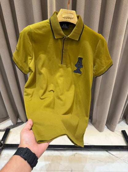 Arman_i Exchange Chest Logo Polo T-shirt Mustard Green