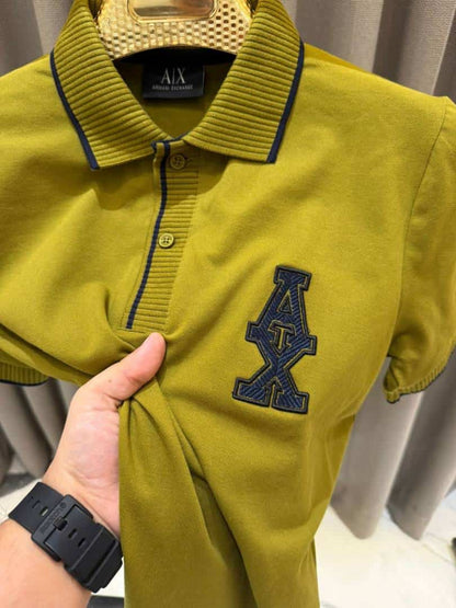 Arman_i Exchange Chest Logo Polo T-shirt Mustard Green