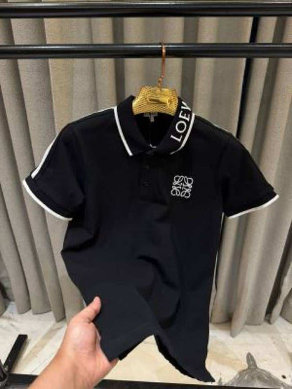 Loewe Chest Logo Polo T-shirt Black