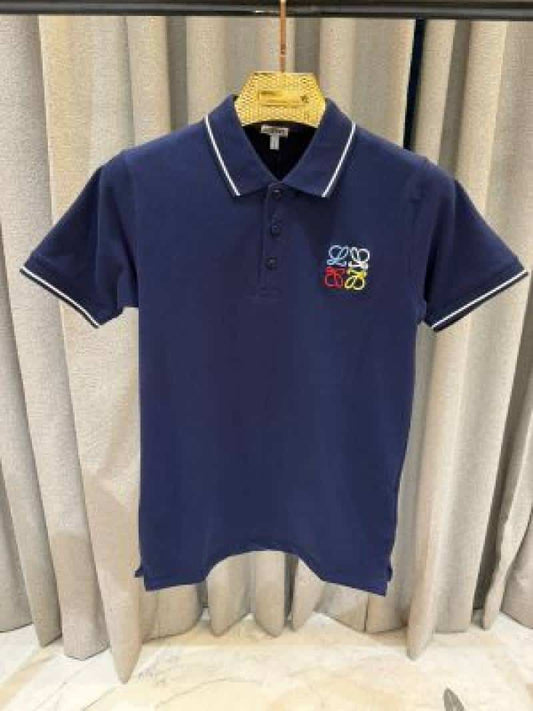 Loewe Chest Logo Polo T-shirt Navy Blue