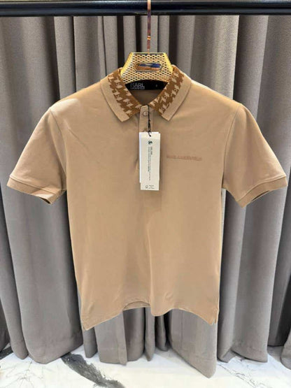 Karl_Legarfield Chest Logo Polo T-shirt Coffee