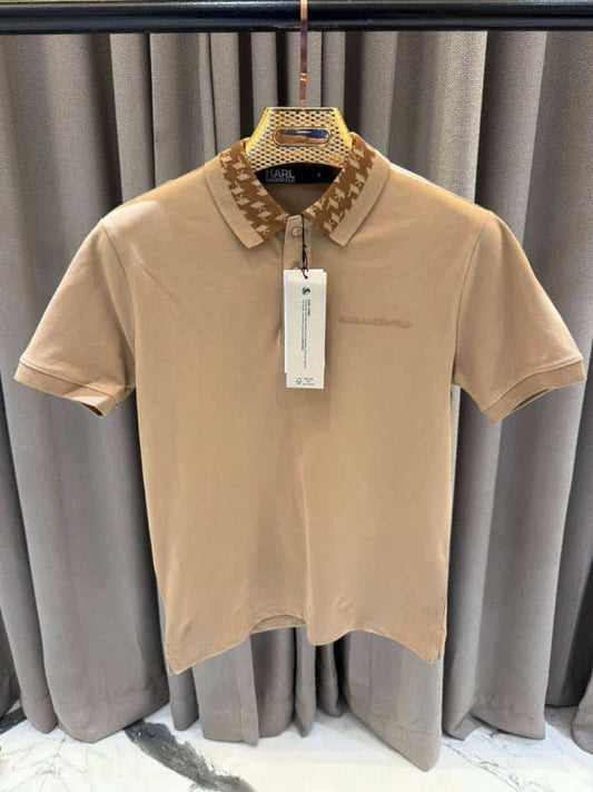 Karl_Legarfield Chest Logo Polo T-shirt Coffee