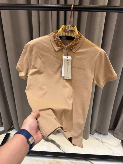 Karl_Legarfield Chest Logo Polo T-shirt Coffee