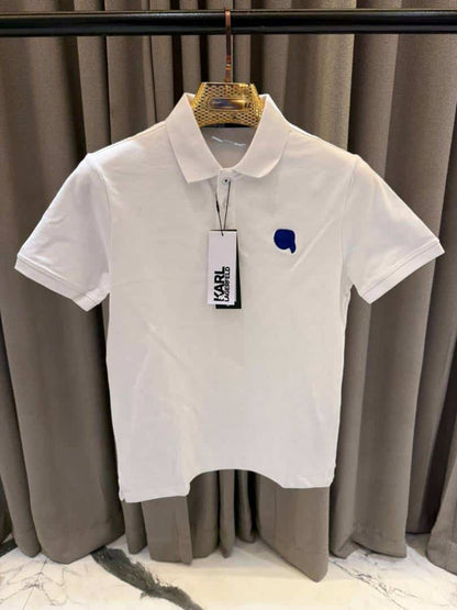 Karl_Legarfield Chest Logo Polo T-shirt White