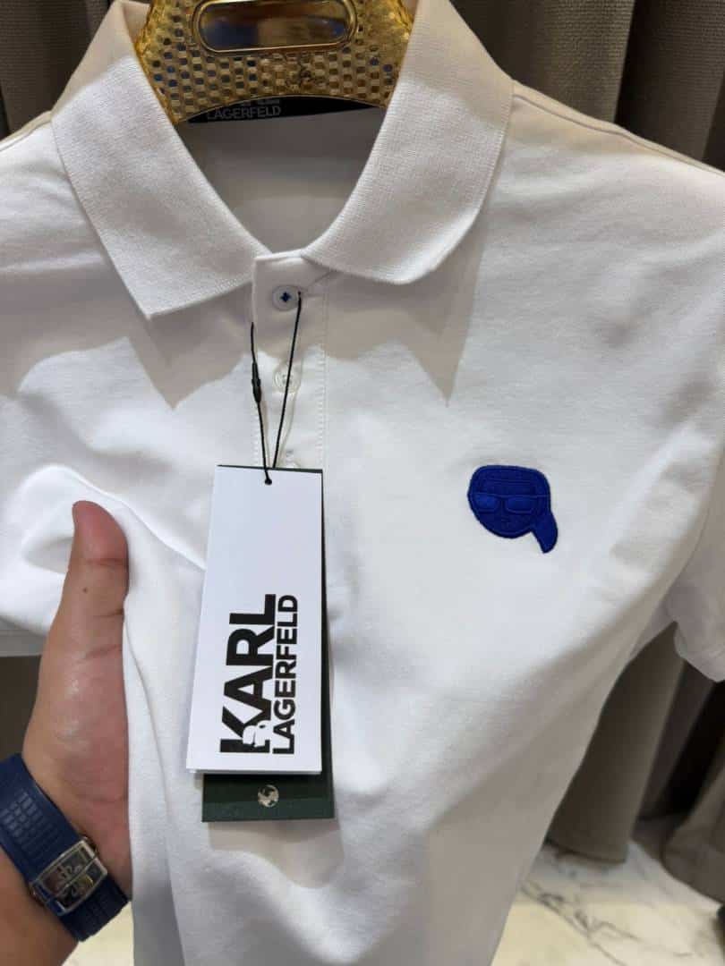Karl_Legarfield Chest Logo Polo T-shirt White