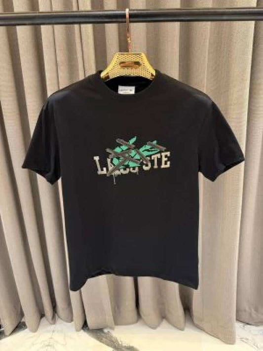 Lacost_e Middle Brand Print Round Neck T-shirt Black