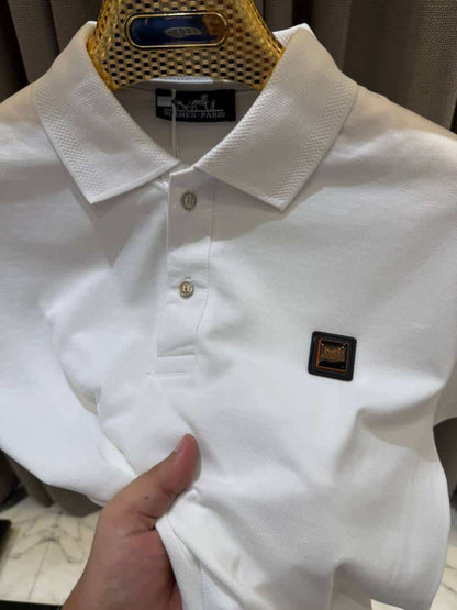 Hermes Chest Logo Polo T-shirt White
