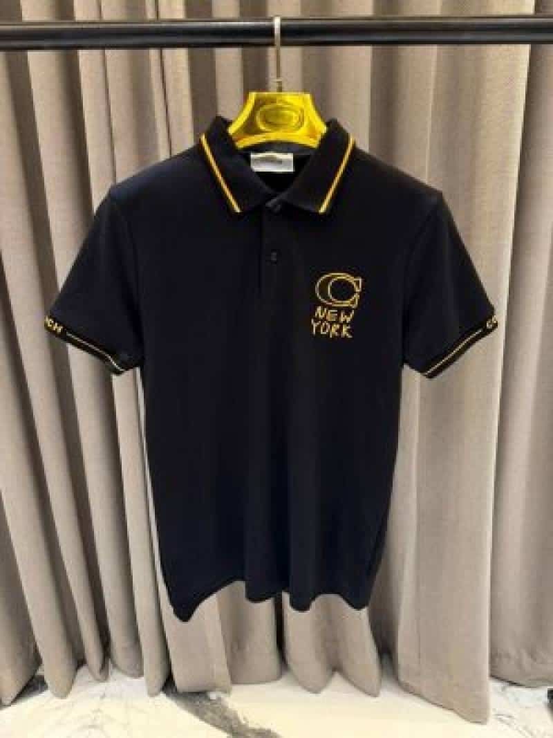 Coac_h Chest Logo Polo T-shirt Black Gold