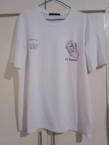 Louis_Vuitton Chest Shoe Print Round Neck T-shirt White
